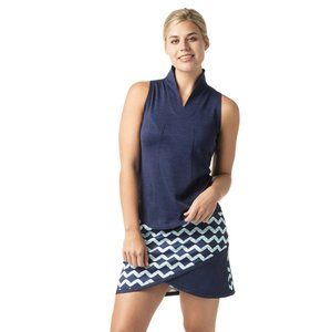 Sleeveless Stand Collar Top (Navy)
